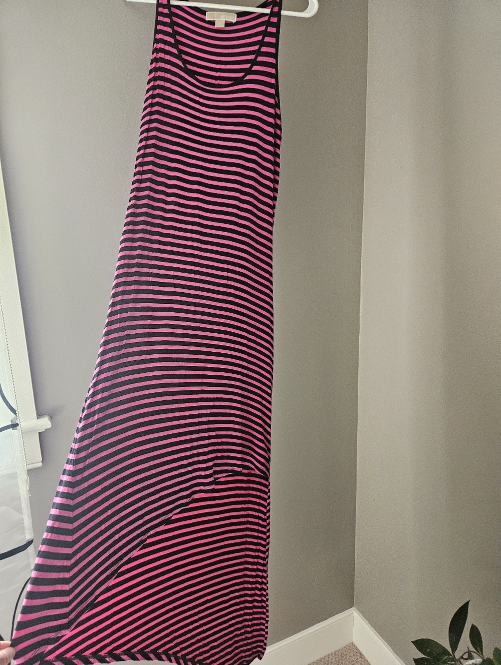 Michael Kors Pink and Black Striped Maxi Dress Skirt